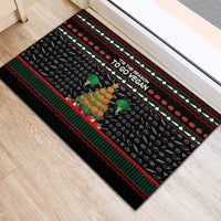 Vegan Christmas Rubber Doormat with Tis the Season to Go Vegan Quote and Vegetable Tree - Wonder Print Shop