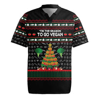 Vegan Christmas Rugby Jersey with Tis the Season to Go Vegan Quote and Vegetable Tree - Wonder Print Shop