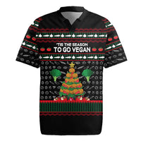 Vegan Christmas Rugby Jersey with Tis the Season to Go Vegan Quote and Vegetable Tree - Wonder Print Shop