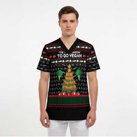 Vegan Christmas Scrub Top with Tis the Season to Go Vegan Quote and Vegetable Tree - Wonder Print Shop