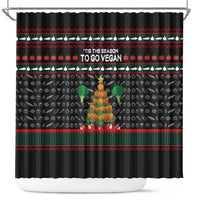 Vegan Christmas Shower Curtain with Tis the Season to Go Vegan Quote and Vegetable Tree - Wonder Print Shop