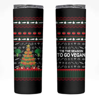 Vegan Christmas Skinny Tumbler with Tis the Season to Go Vegan Quote and Vegetable Tree - Wonder Print Shop