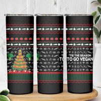Vegan Christmas Skinny Tumbler with Tis the Season to Go Vegan Quote and Vegetable Tree - Wonder Print Shop