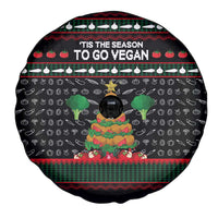 Vegan Christmas Spare Tire Cover with Tis the Season to Go Vegan Quote and Vegetable Tree - Wonder Print Shop