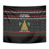 Vegan Christmas Tapestry with Tis the Season to Go Vegan Quote and Vegetable Tree - Wonder Print Shop