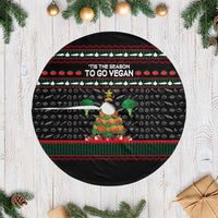 Vegan Christmas Tree Skirt with Tis the Season to Go Vegan Quote and Vegetable Tree - Wonder Print Shop