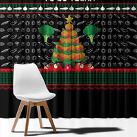 Vegan Christmas Window Curtain with Tis the Season to Go Vegan Quote and Vegetable Tree - Wonder Print Shop