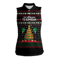 Vegan Christmas Women Sleeveless Polo Shirt with Tis the Season to Go Vegan Quote and Vegetable Tree - Wonder Print Shop