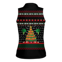 Vegan Christmas Women Sleeveless Polo Shirt with Tis the Season to Go Vegan Quote and Vegetable Tree - Wonder Print Shop