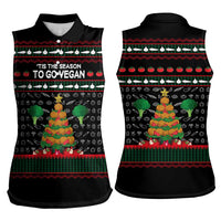Vegan Christmas Women Sleeveless Polo Shirt with Tis the Season to Go Vegan Quote and Vegetable Tree - Wonder Print Shop