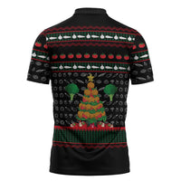 Vegan Christmas Zipper Polo Shirt with Tis the Season to Go Vegan Quote and Vegetable Tree - Wonder Print Shop