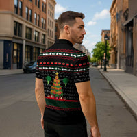 Vegan Christmas Zipper Polo Shirt with Tis the Season to Go Vegan Quote and Vegetable Tree - Wonder Print Shop