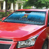 German Shepherd Christmas Auto Sun Shade with Walking in a Wonderland Quote and Santa Forest - Wonder Print Shop