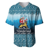 German Shepherd Christmas Baseball Jersey with Walking in a Wonderland Quote and Santa Forest - Wonder Print Shop