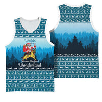 German Shepherd Christmas Basketball Jersey with Walking in a Wonderland Quote and Santa Forest - Wonder Print Shop