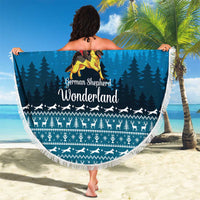German Shepherd Christmas Beach Blanket with Walking in a Wonderland Quote and Santa Forest - Wonder Print Shop