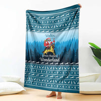 German Shepherd Christmas Blanket with Walking in a Wonderland Quote and Santa Forest - Wonder Print Shop