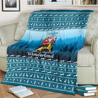 German Shepherd Christmas Blanket with Walking in a Wonderland Quote and Santa Forest - Wonder Print Shop