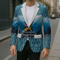 German Shepherd Christmas Blazer with Walking in a Wonderland Quote and Santa Forest - Wonder Print Shop