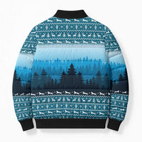 German Shepherd Christmas Bomber Puffer Jacket with Walking in a Wonderland Quote and Santa Forest - Wonder Print Shop