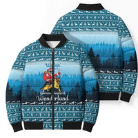 German Shepherd Christmas Bomber Puffer Jacket with Walking in a Wonderland Quote and Santa Forest - Wonder Print Shop