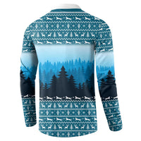 German Shepherd Christmas Button Sweatshirt with Walking in a Wonderland Quote and Santa Forest - Wonder Print Shop