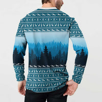 German Shepherd Christmas Button Sweatshirt with Walking in a Wonderland Quote and Santa Forest - Wonder Print Shop