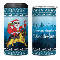 German Shepherd Christmas 4 in 1 Can Cooler Tumbler with Walking in a Wonderland Quote and Santa Forest - Wonder Print Shop