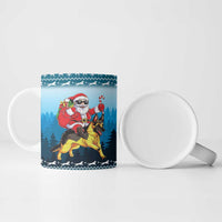 German Shepherd Christmas Ceramic Mug with Walking in a Wonderland Quote and Santa Forest - Wonder Print Shop