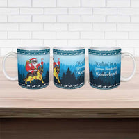 German Shepherd Christmas Ceramic Mug with Walking in a Wonderland Quote and Santa Forest - Wonder Print Shop