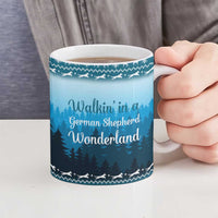 German Shepherd Christmas Ceramic Mug with Walking in a Wonderland Quote and Santa Forest - Wonder Print Shop