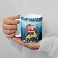 German Shepherd Christmas Ceramic Mug with Walking in a Wonderland Quote and Santa Forest - Wonder Print Shop