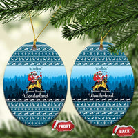German Shepherd Christmas Ceramic Ornament with Walking in a Wonderland Quote and Santa Forest - Wonder Print Shop
