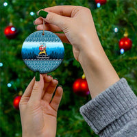German Shepherd Christmas Ceramic Ornament with Walking in a Wonderland Quote and Santa Forest - Wonder Print Shop