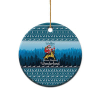 German Shepherd Christmas Ceramic Ornament with Walking in a Wonderland Quote and Santa Forest - Wonder Print Shop