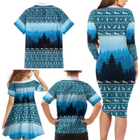 German Shepherd Christmas Family Matching Long Sleeve Bodycon Dress and Hawaiian Shirt with Walking in a Wonderland Quote and Santa Forest - Wonder Print Shop