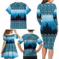German Shepherd Christmas Family Matching Long Sleeve Bodycon Dress and Hawaiian Shirt with Walking in a Wonderland Quote and Santa Forest - Wonder Print Shop