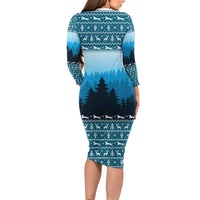 German Shepherd Christmas Family Matching Long Sleeve Bodycon Dress and Hawaiian Shirt with Walking in a Wonderland Quote and Santa Forest - Wonder Print Shop