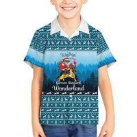 German Shepherd Christmas Family Matching Long Sleeve Bodycon Dress and Hawaiian Shirt with Walking in a Wonderland Quote and Santa Forest - Wonder Print Shop