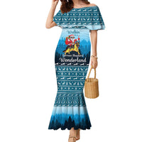 German Shepherd Christmas Family Matching Mermaid Dress and Hawaiian Shirt with Walking in a Wonderland Quote and Santa Forest - Wonder Print Shop