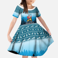 German Shepherd Christmas Family Matching Off The Shoulder Long Sleeve Dress and Hawaiian Shirt with Walking in a Wonderland Quote and Santa Forest - Wonder Print Shop