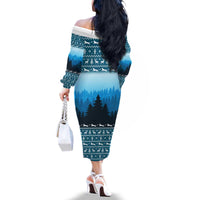 German Shepherd Christmas Family Matching Off The Shoulder Long Sleeve Dress and Hawaiian Shirt with Walking in a Wonderland Quote and Santa Forest - Wonder Print Shop