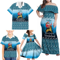 German Shepherd Christmas Family Matching Off Shoulder Maxi Dress and Hawaiian Shirt with Walking in a Wonderland Quote and Santa Forest - Wonder Print Shop
