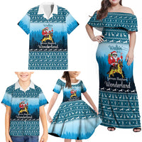 German Shepherd Christmas Family Matching Off Shoulder Maxi Dress and Hawaiian Shirt with Walking in a Wonderland Quote and Santa Forest - Wonder Print Shop