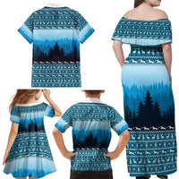 German Shepherd Christmas Family Matching Off Shoulder Maxi Dress and Hawaiian Shirt with Walking in a Wonderland Quote and Santa Forest - Wonder Print Shop