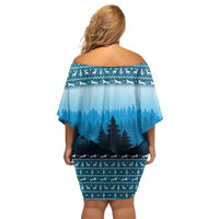 German Shepherd Christmas Family Matching Off Shoulder Short Dress and Hawaiian Shirt with Walking in a Wonderland Quote and Santa Forest - Wonder Print Shop