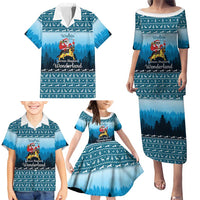 German Shepherd Christmas Family Matching Puletasi and Hawaiian Shirt with Walking in a Wonderland Quote and Santa Forest - Wonder Print Shop