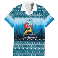 German Shepherd Christmas Family Matching Short Sleeve Bodycon Dress and Hawaiian Shirt with Walking in a Wonderland Quote and Santa Forest - Wonder Print Shop