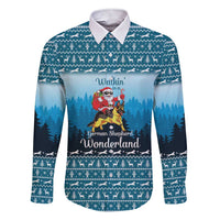 German Shepherd Christmas Family Matching Short Sleeve Bodycon Dress and Hawaiian Shirt with Walking in a Wonderland Quote and Santa Forest - Wonder Print Shop