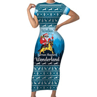 German Shepherd Christmas Family Matching Short Sleeve Bodycon Dress and Hawaiian Shirt with Walking in a Wonderland Quote and Santa Forest - Wonder Print Shop